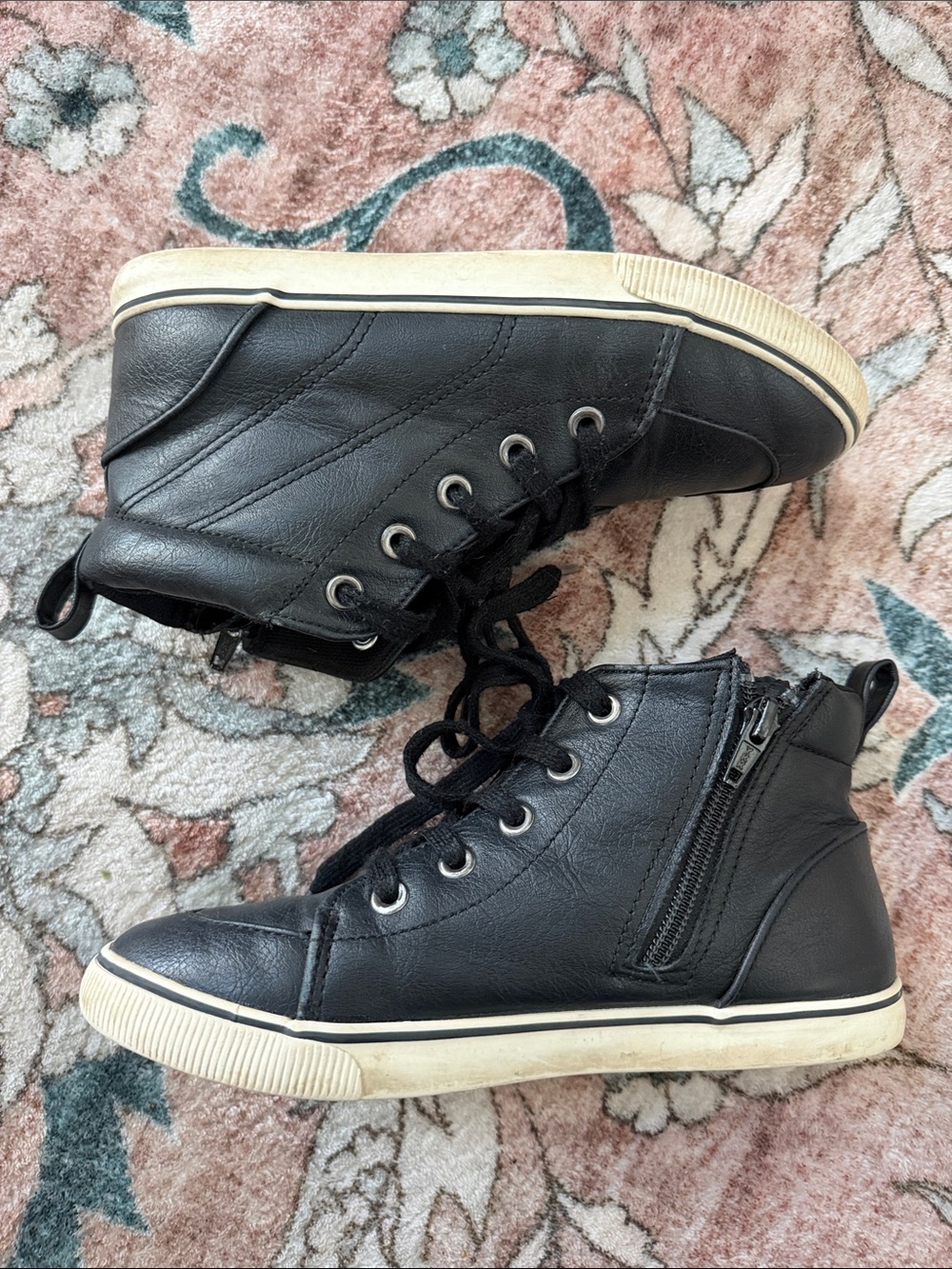 Cat & Jack Black High-Top Kids Sneakers with Cream Trim